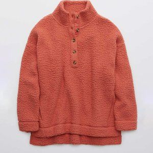 {aerie} oversized cloud Sherpa 3/4 button down sweater